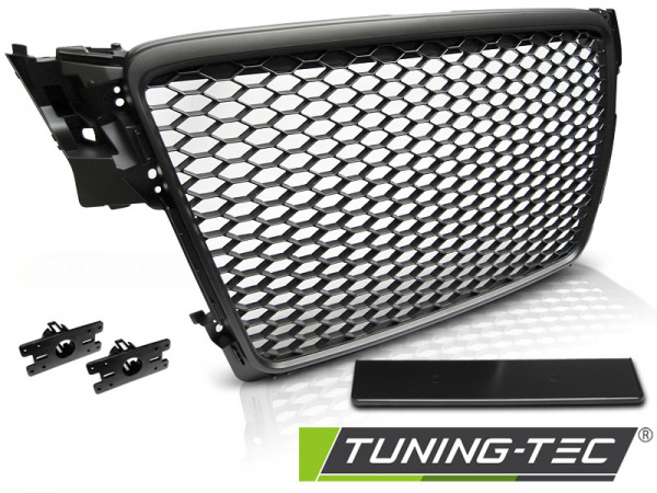 Upgrade Sportgrill / Kühlergrill für Audi A4 B8 (8K) 08-11 matt schwarz in Wabendesign